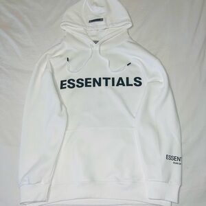 Essentials White and Black Hoodie Minimalist Design